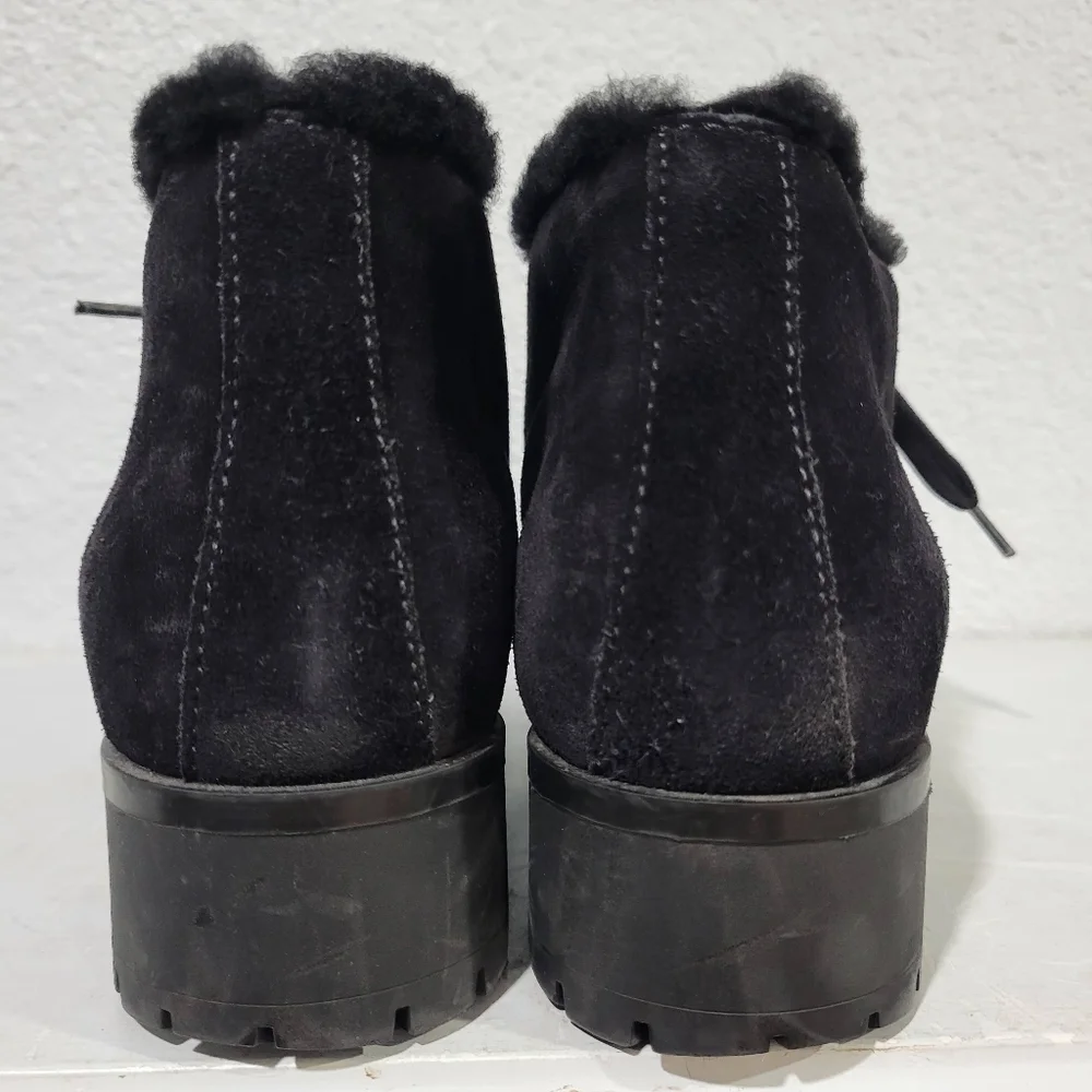 Prada Suede and Shearling Ankle Boots Size EU 39 / US 8.5 Black